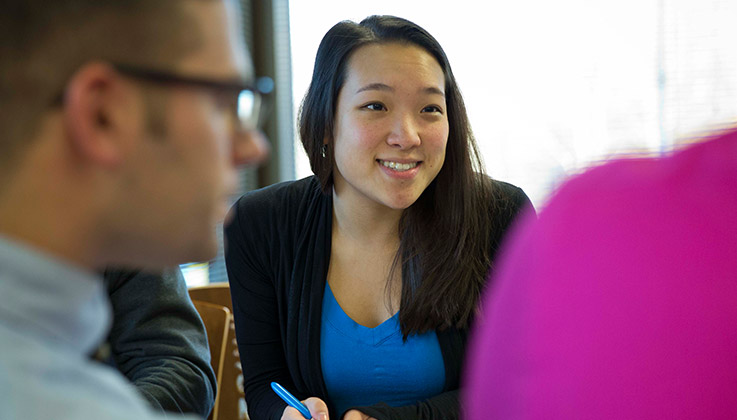 LECOM Students at Table in Library