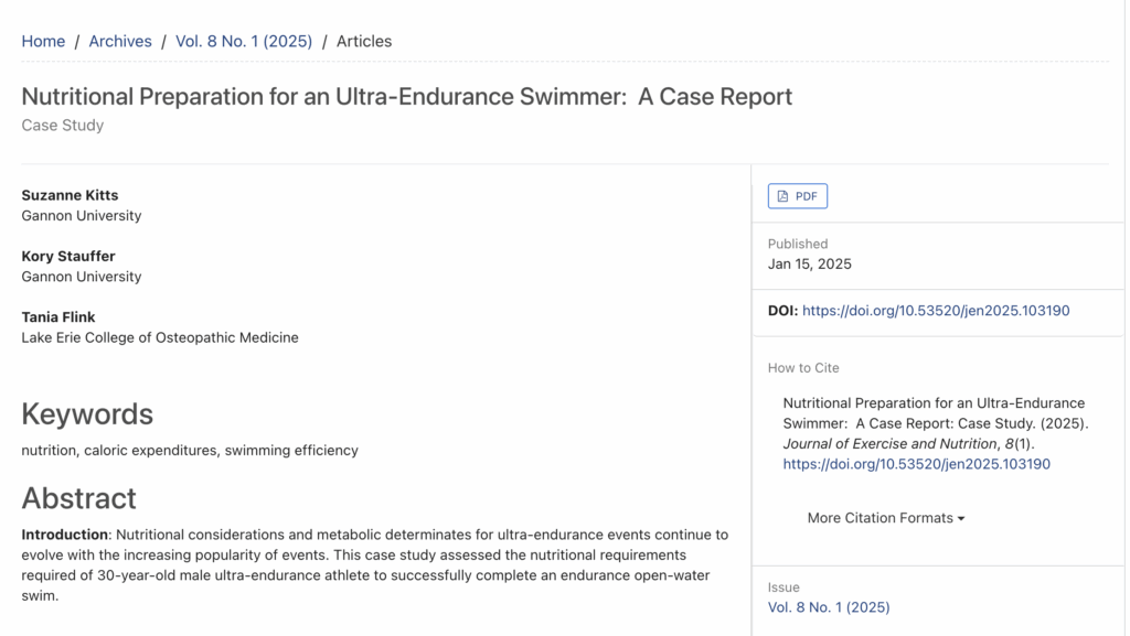 Nutritional preparation for an ultra-endurance swimmer: a case report.