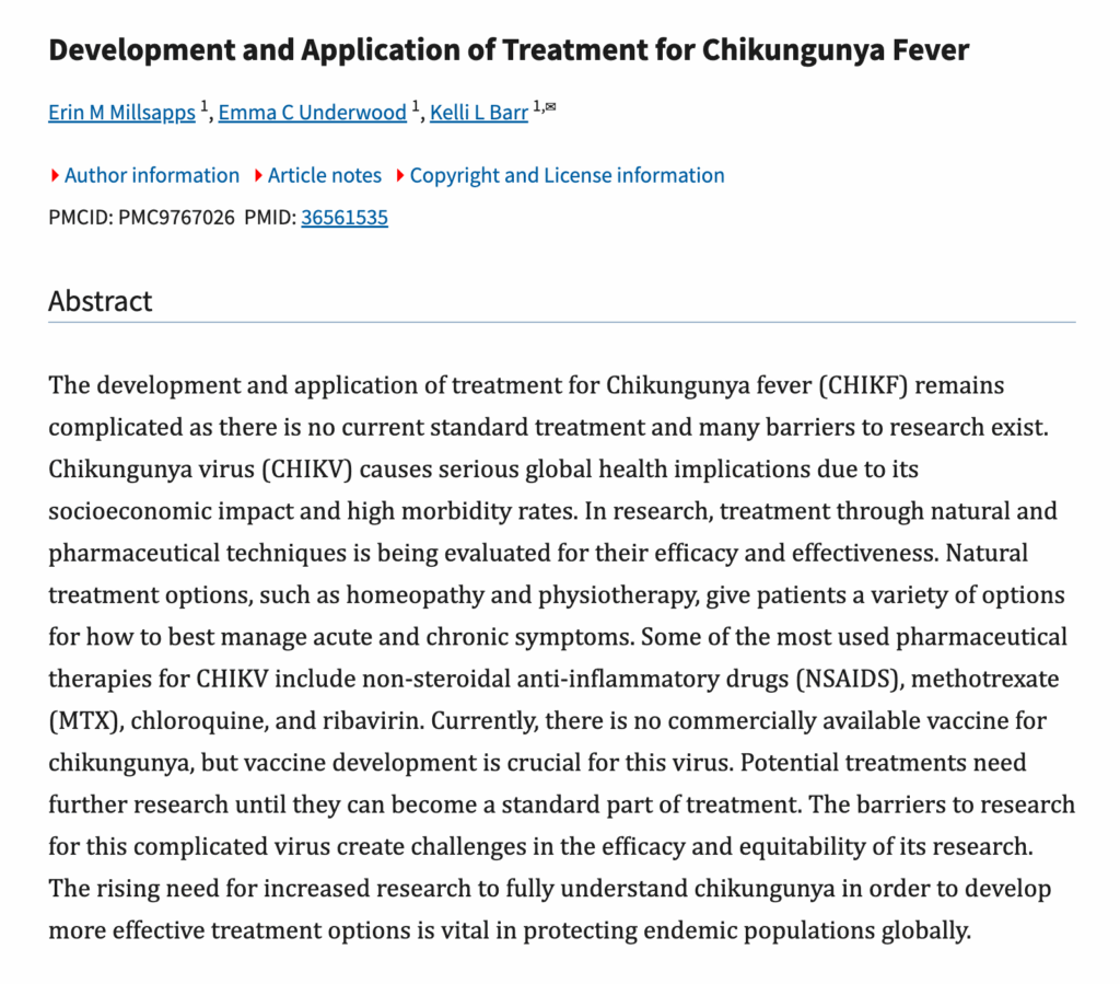 Development and Application of Treatment for Chikungunya Fever