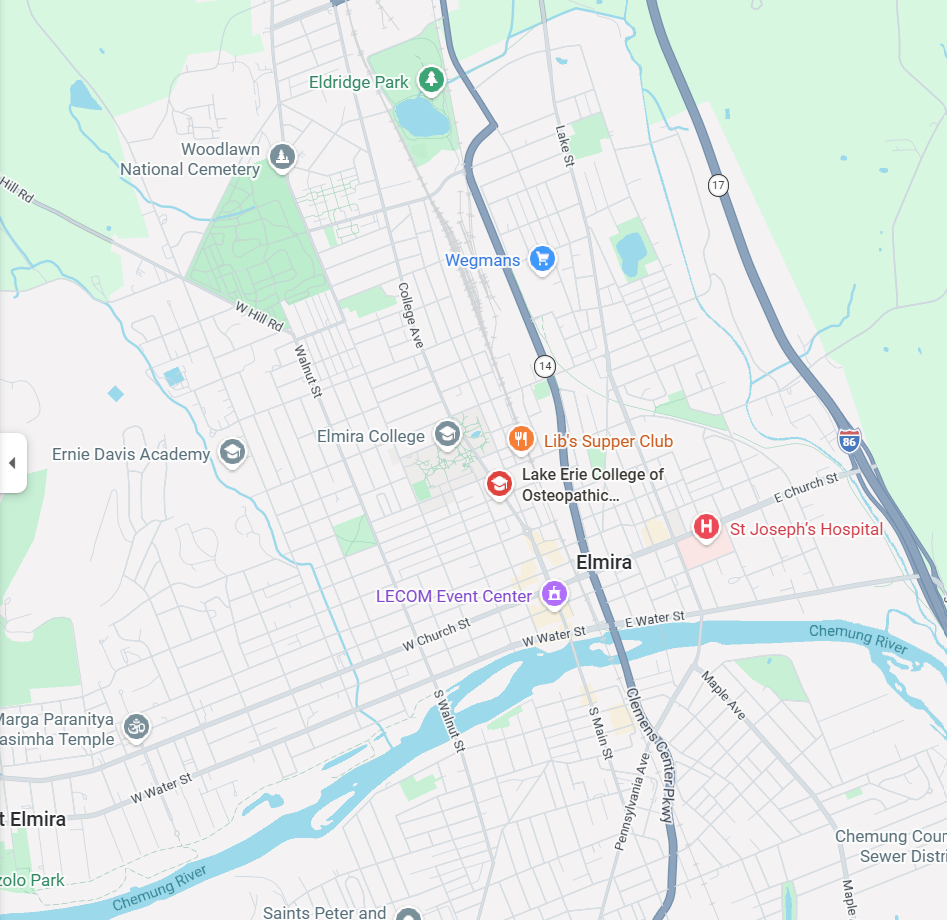 LECOM Elmira Map